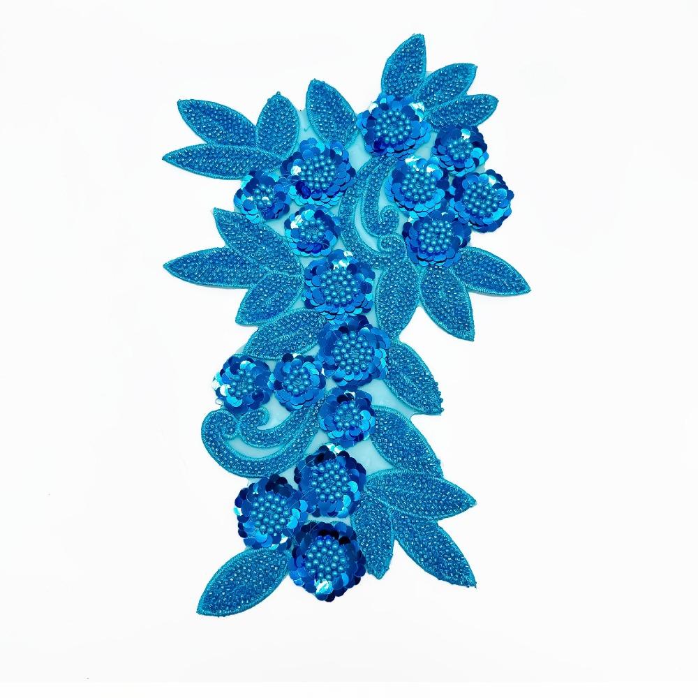 Three Dimensional Flowers Clothing Applique Sequin Patch Repair Flower Embroidered Patches  Apparel