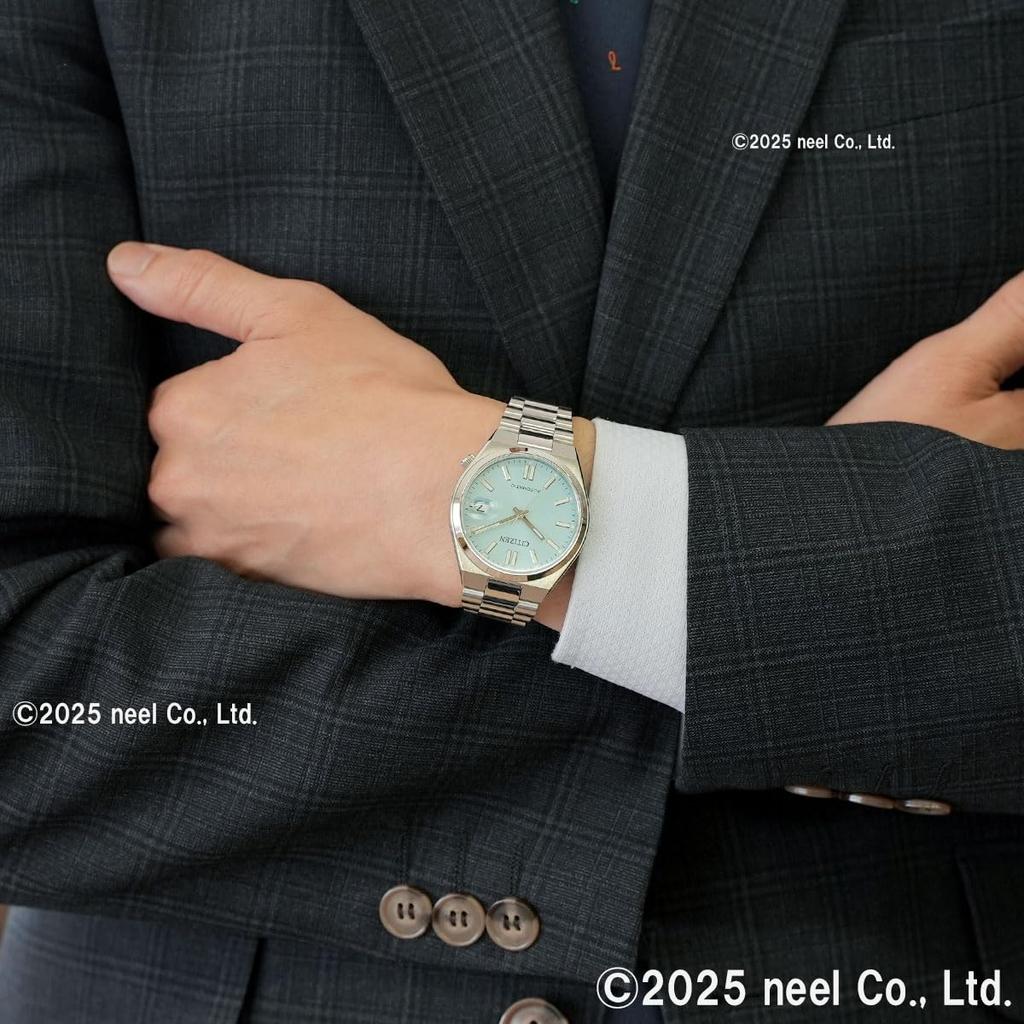 Citizen Waterproof Mechanical 37mm Automatic with Date Ice Light Simple Luxury Style NJ0200-50L Men's Watch, See-Through Back, Display, Blue, Blue,