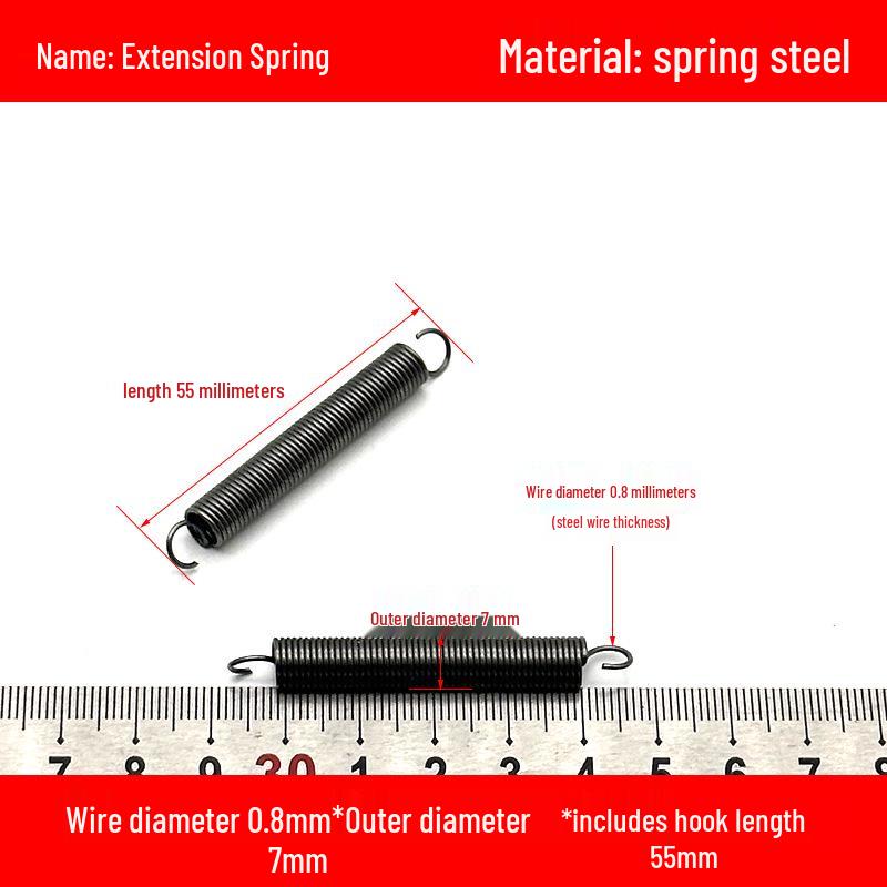 0.8mm Yellow Extension Spring with Hooks - Stapler Rebound Force 