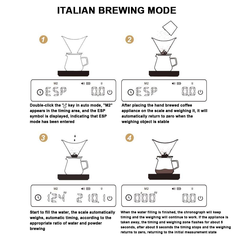Coffee Scale with Timer 2000g/0.1g Rechargeable Espresso Scale Portable Digital Kitchen Scale with