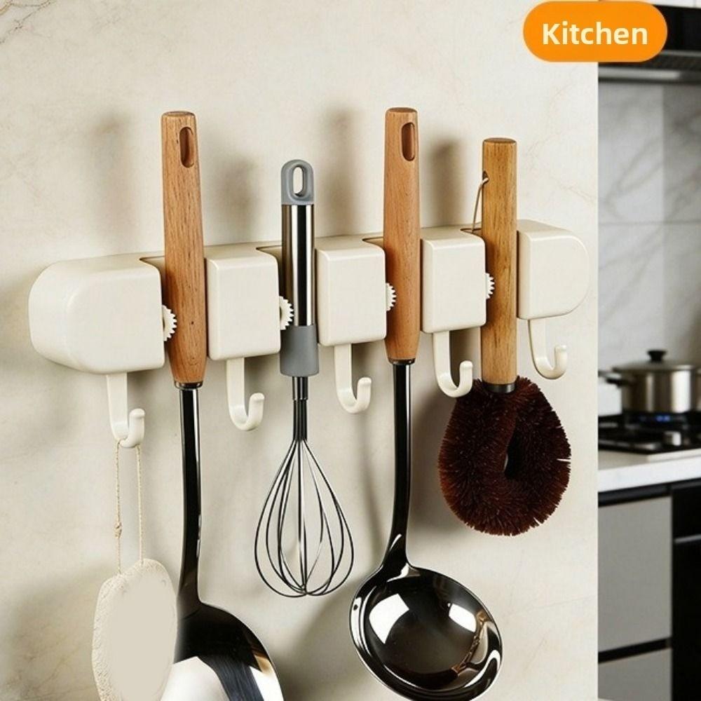 5 Hook Mop Clip Wall Mounted Broom Hanger Multi-functional Broom Organizer Clip Shower Room
