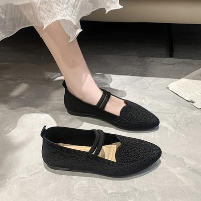 2025 Solid Color Mesh Mary Jane Shoes Size Female Summer Footwear Non-slip Breathable Loafers Woman Ballet Shoes