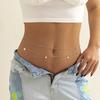 Simple Tassel Sequined Double Chain Casual Pants Chain Hip Hop Body Chain, Fashionable Retro Turquoise Waist Chain