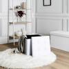 Vels FOLDABLE POUFFE, ECO LEATHER, White, with Storage Compartment