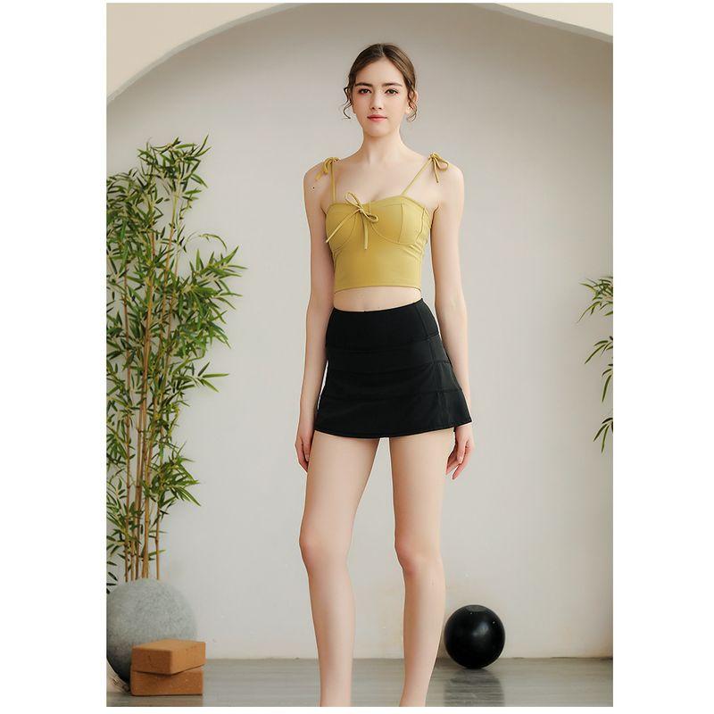 

LYH Summer Tennis Skirt Yoga Outdoor Short dress Women Quick-Drying Anti-exposure Pleated Skirt Fitness Exercise Skirt Black original Stripes material XL