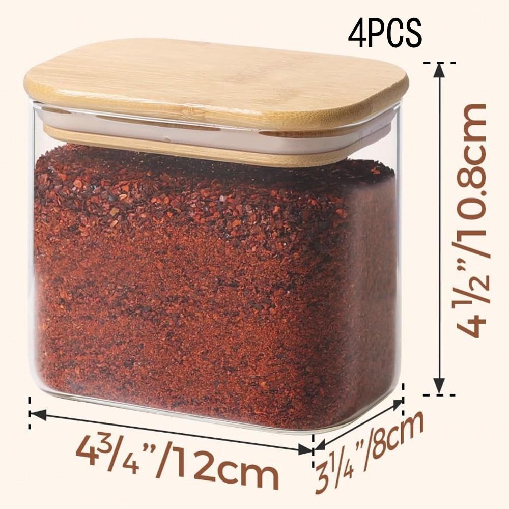 Rectangle Clear Storage Jars with Bamboo Lids For Sugar Coffee Pantry Organizer Container for Pasta Tea Candy Nuts