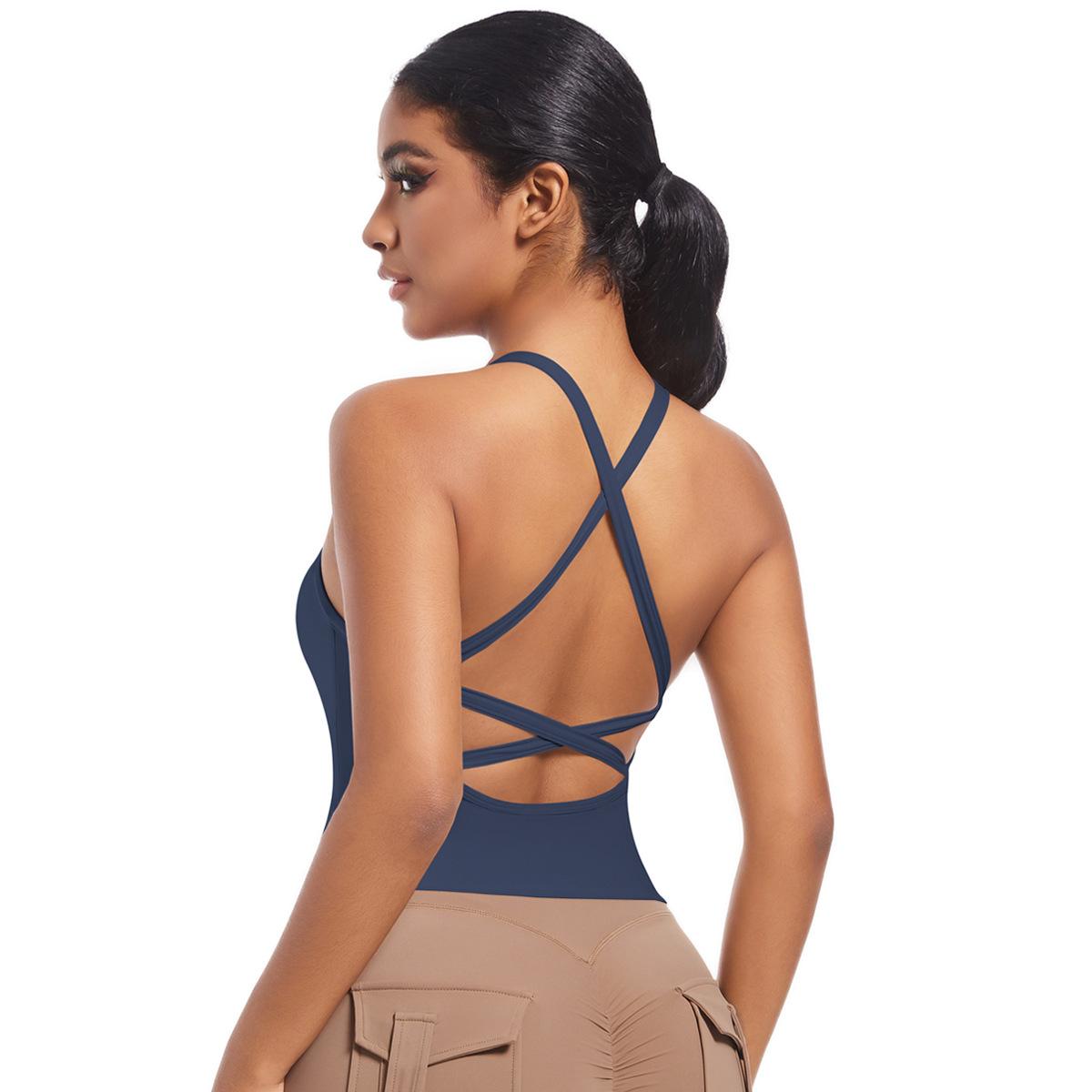 

New Cross Strap Back Sports Underwear Yoga Body Shaping Top Running Fitness Yoga Vest For Women S