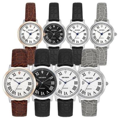 GEIGER Men's and Women's Couple Diamond Leather Watch GE1237