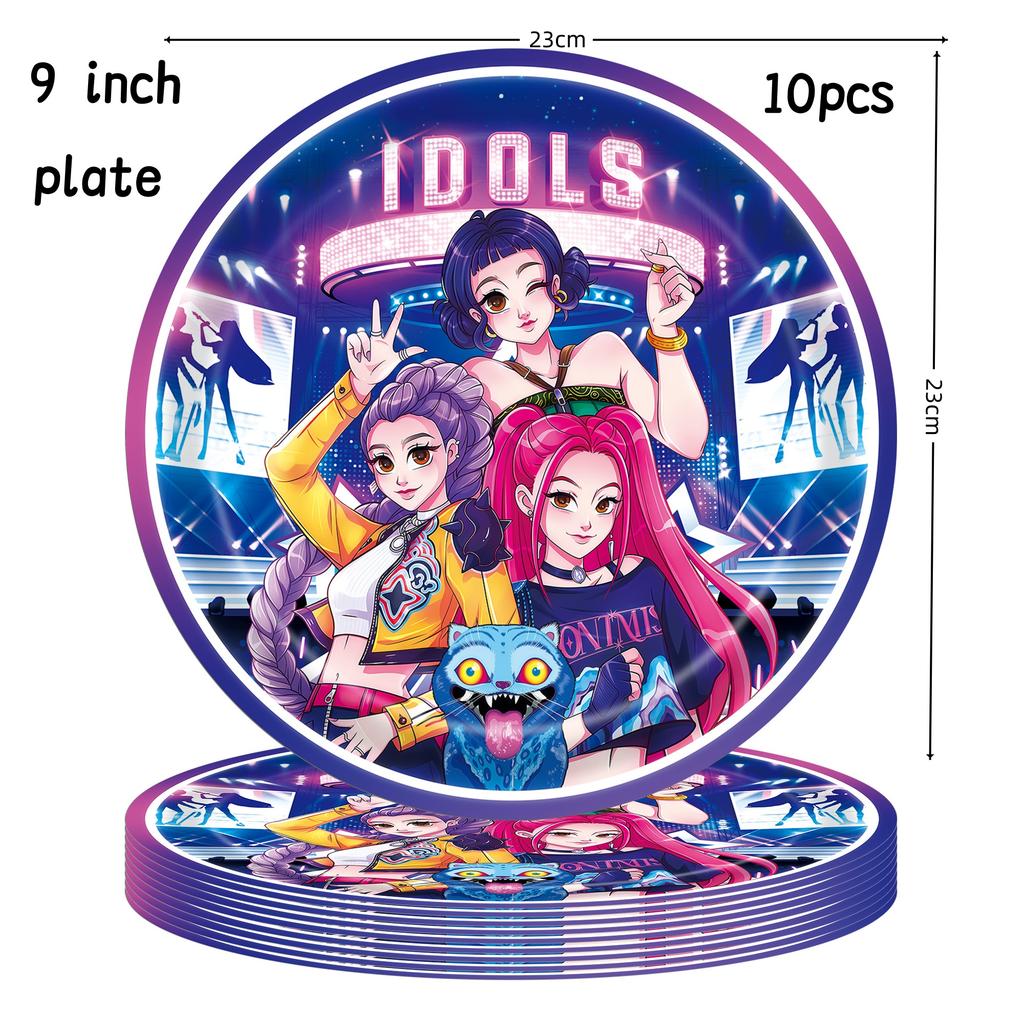 K Pop Łowcy Demonów Dekoracja Urodzinowa Naczynia kpop Łowca Demonów Talerze Serwetki Urodzinowy Obrus Baby Shower Upominki na Imprezę