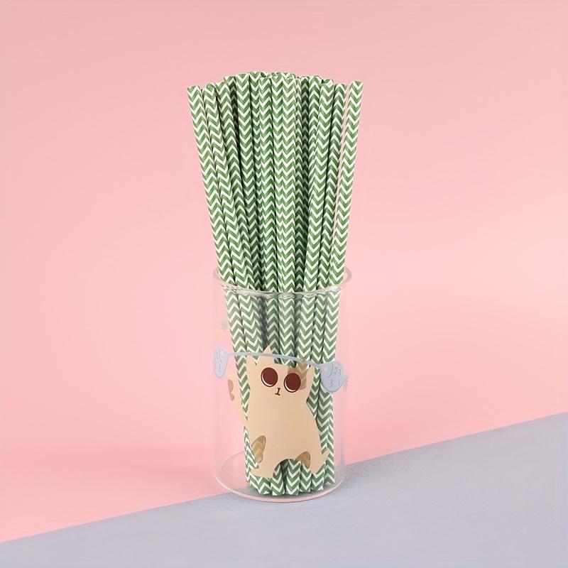 100pcs, Striped Paper Straw, Suitable for Holiday Parties, Family Parties, Table Coffee, Decoration Straws