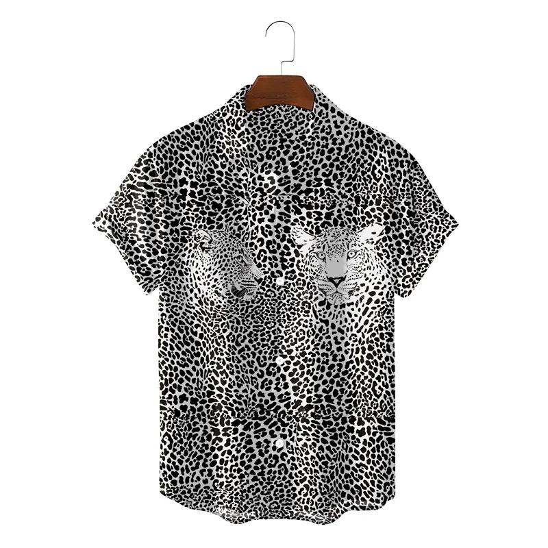 Summer Fashion Shirts For Men Streetwear Leopard Print Shirt Summer Harajuku Womens Clothes Blouse Camisa Masculino