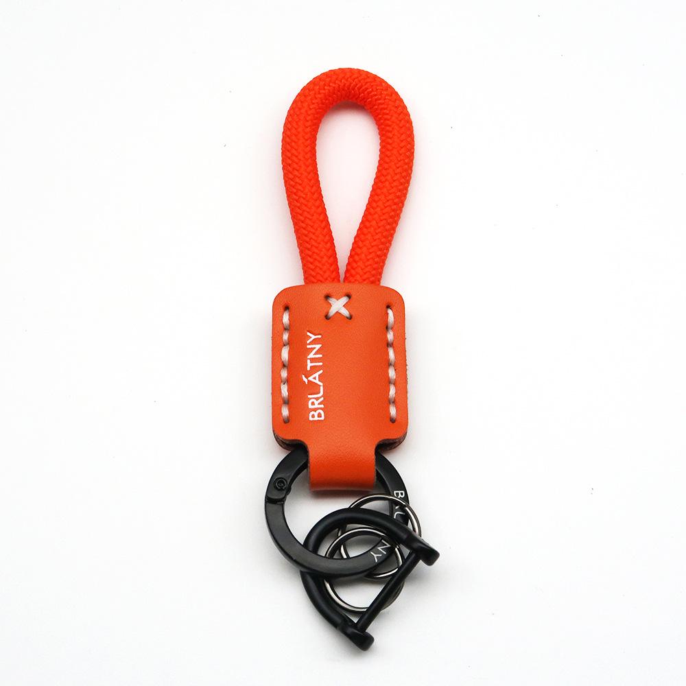 High-end Handmade Leather Woven Keychain with Printed Logo