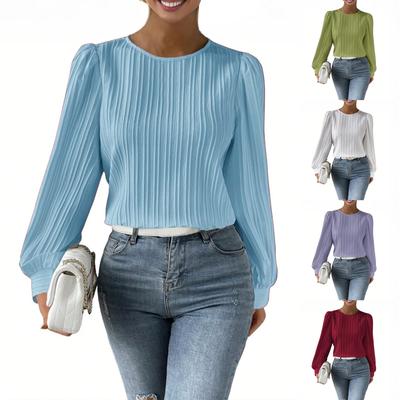 Women Lady Long Sleeve Lace Stitching Blouse Tunics Tops Shirts