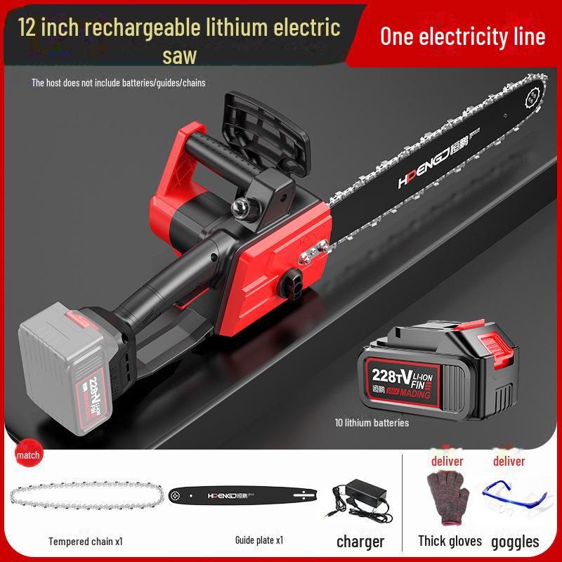 

Электрическая цепная пила 21 В, 12 дюймов, перезаряжаемая - одноручный, портативный, ручной, инструмент для лесозаготовки и обрезки с литиевым аккумулятором