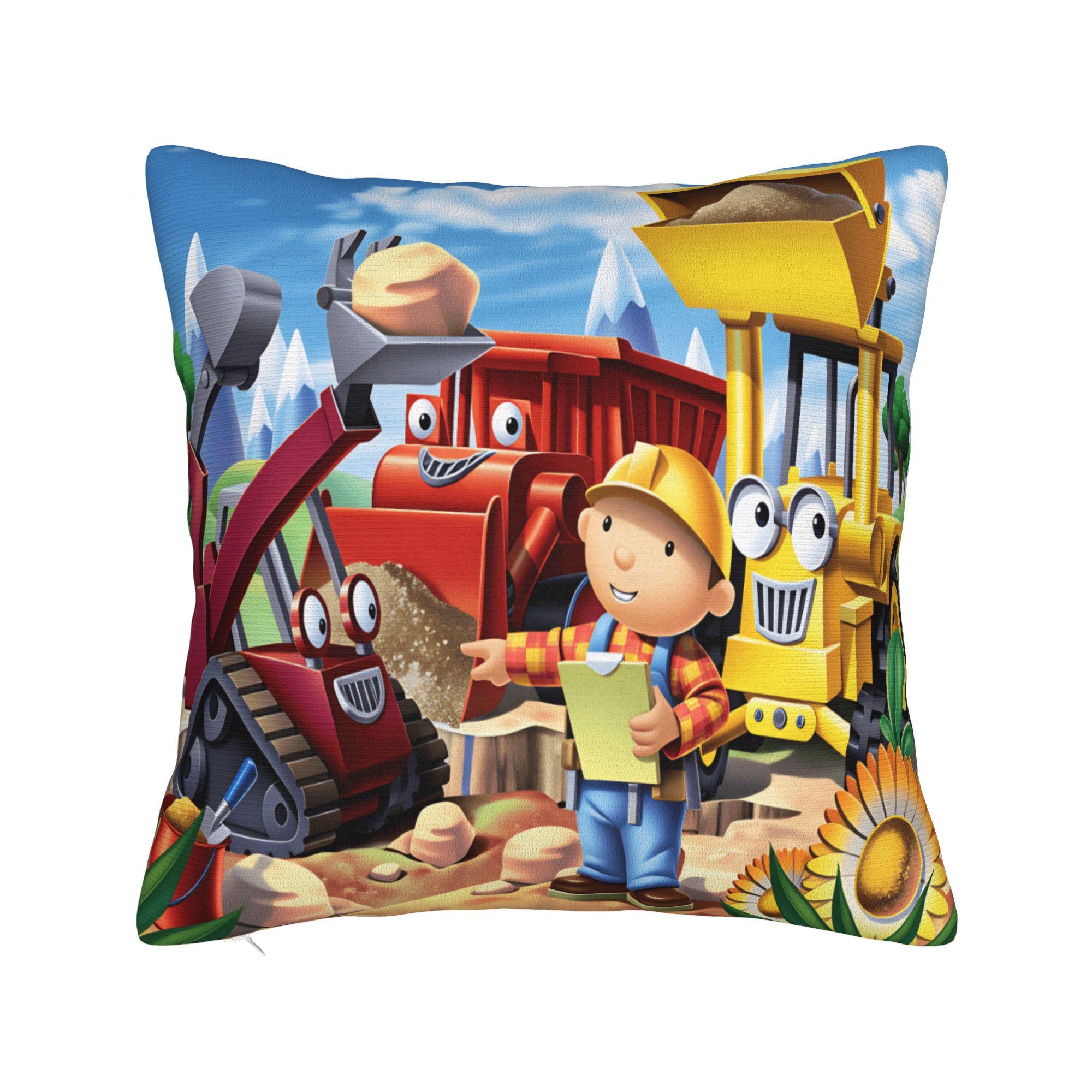 

Pillow Case Cartoon B-Bob B-Builder Soft Pillow Cover For Office Car Home Decor Fashion Pillowcases 12x12Inch
