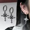 Sparkling Zircon Snowflake Cross Earrings Fashionable Exquisite Creative Punk Earrings Jewelry Daily Party Gifts for Women Girls