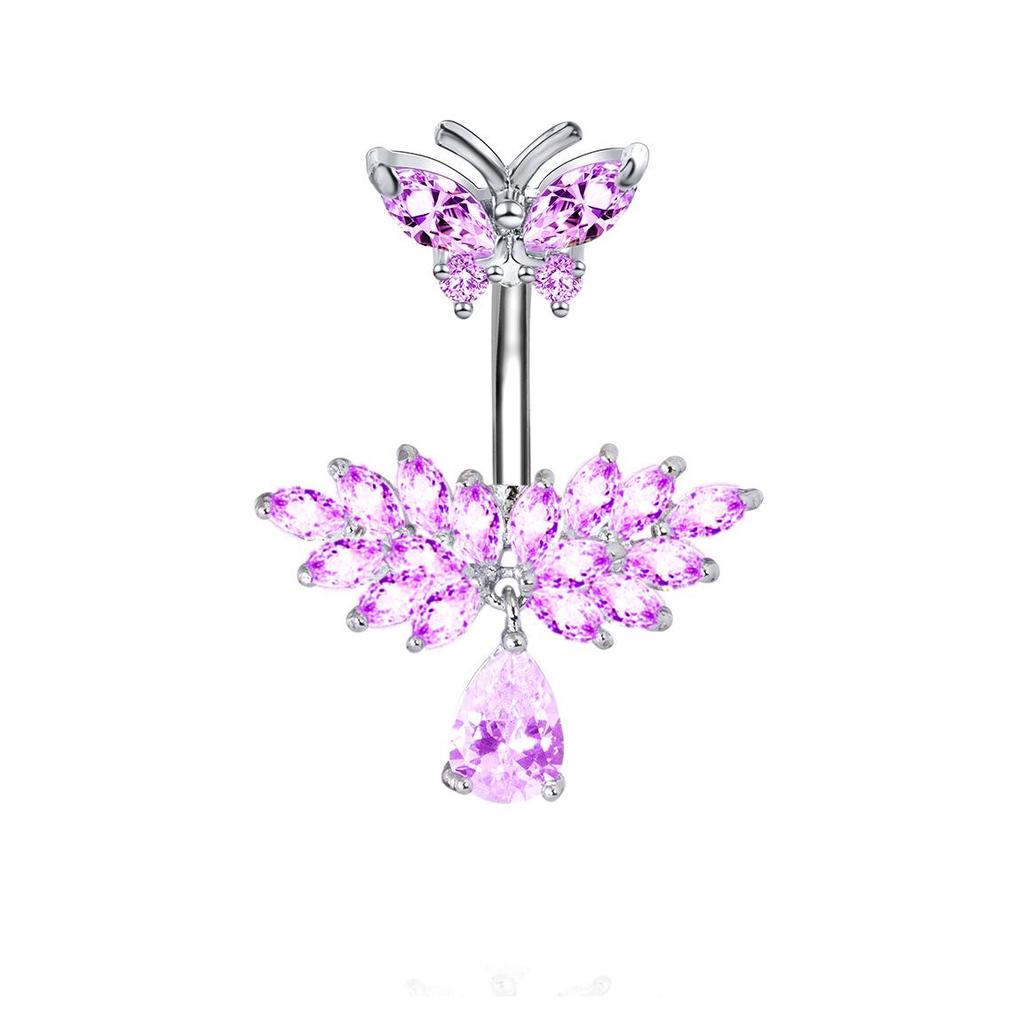 Bauchnabelring aus Edelstahl mit Zirkonia-Einlage, Körper-Piercing-Schmuck
