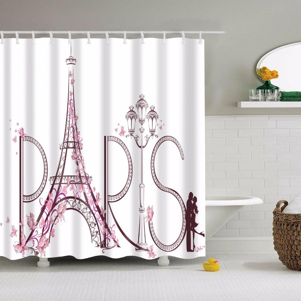 Vintage Style Paris Style Tower Retro Bathroom Shower Curtain Fabric Waterproof Polyester Cortina Ducha 180X180cm