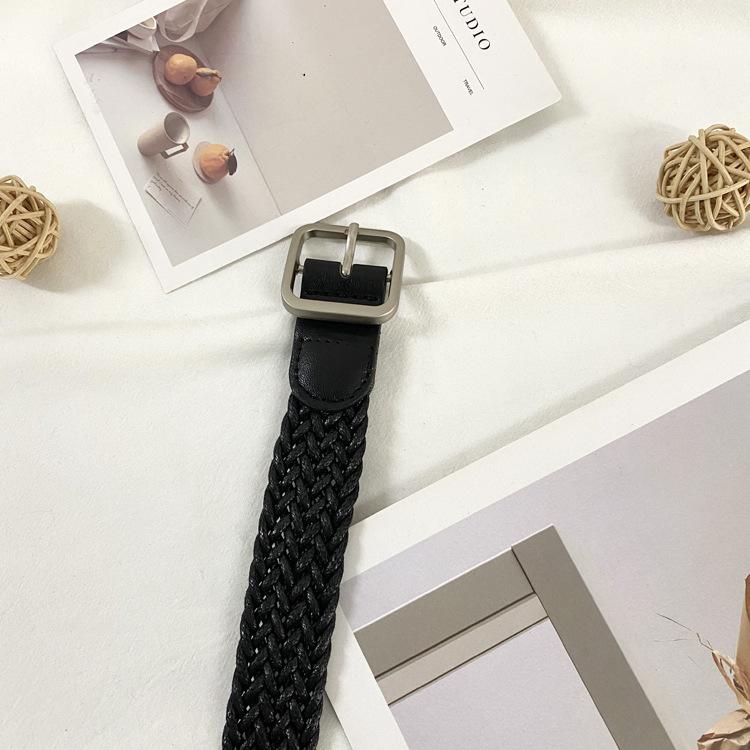 No Punching Woven Belt Elastic Canvas Belt Female Style Student Decorative Belt