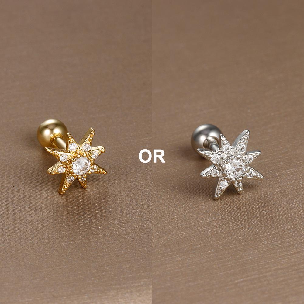 

1 шт. Мини-серьга-пусет из нержавеющей стали 316L с цирконом для пирсинга хряща для женщин, девушек, хеликс, трагус, тело, циркон, эффектное украшение copper