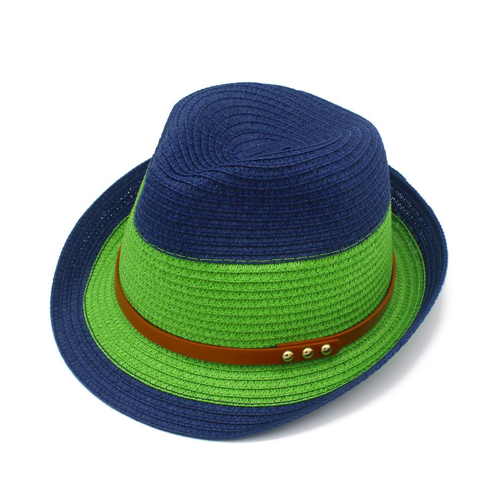 New contrasting color sunscreen top hat men's outdoor travel shading seaside beach hat women's fashion straw hat
