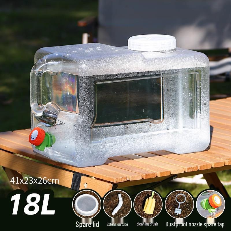 Großer transparenter Outdoor-Wassertank mit Hahn für Auto Reisen und Selbstfahrertouren.