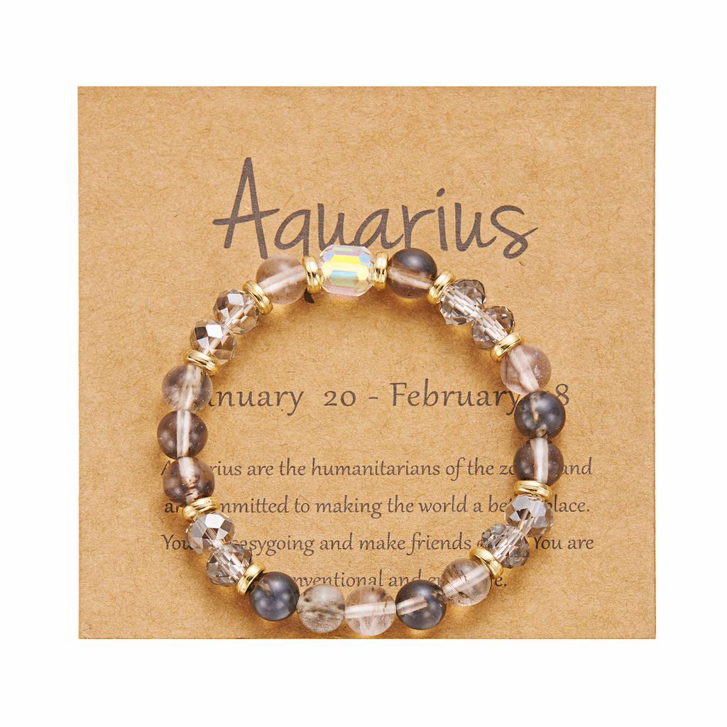 12 Constellation Crystal Beaded Bracelets for Women Men Natural Stone Handmade Cancer Virgo Leo Bangle Energy Friendship Jewelry