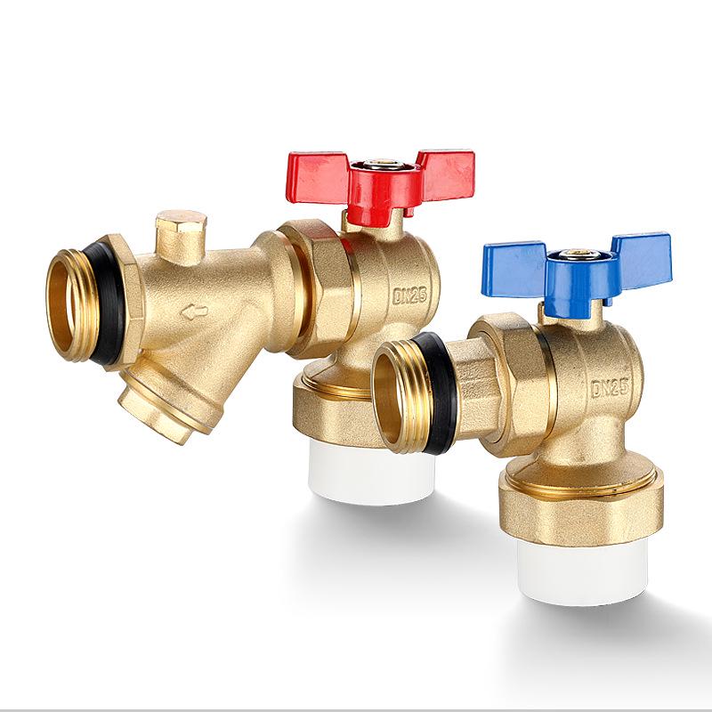 Multi-Functional Floor Heating Manifold with Filter, PPR25/32 Double Union, 1-Inch Brass Ball Valve, Male/Female Thread