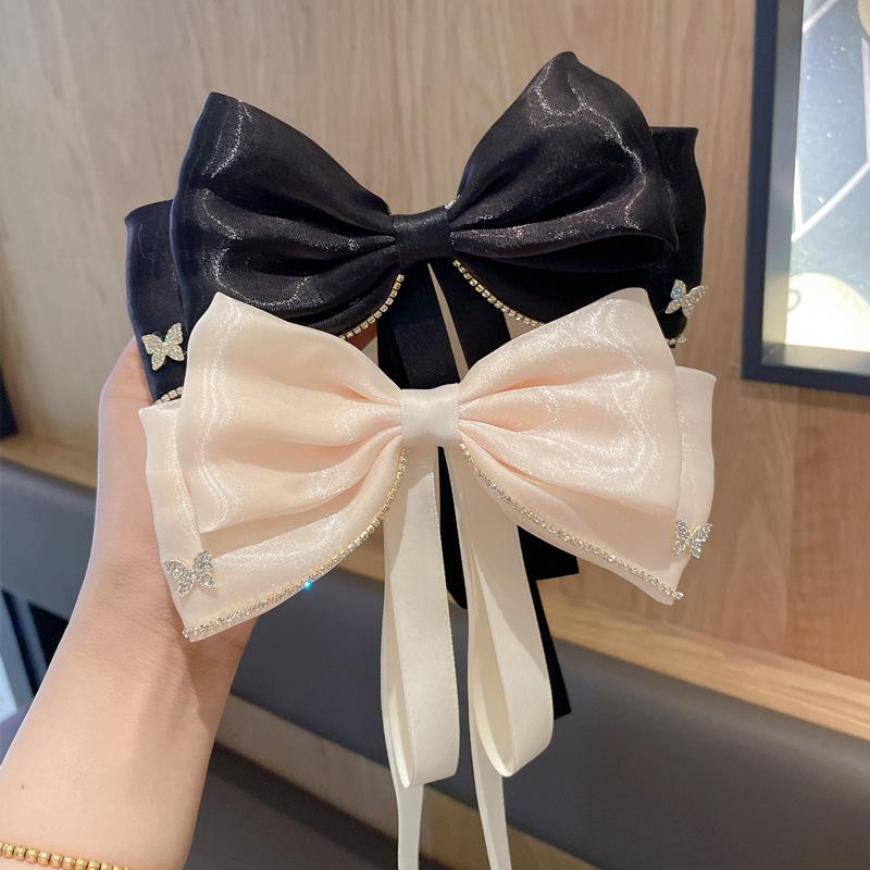 Elegant Sweet Bow Ponytail Hair Clip Solid Color Big Bowknot Hairpins For Women Girls Simple Hair Accessories Gifts