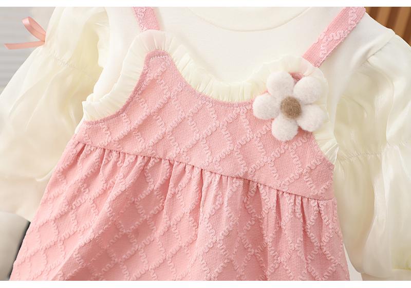 Girls Fall Long Sleeve Princess Dress Kids Baby Fake Two Piece Dress Little Girl Sweet Dress