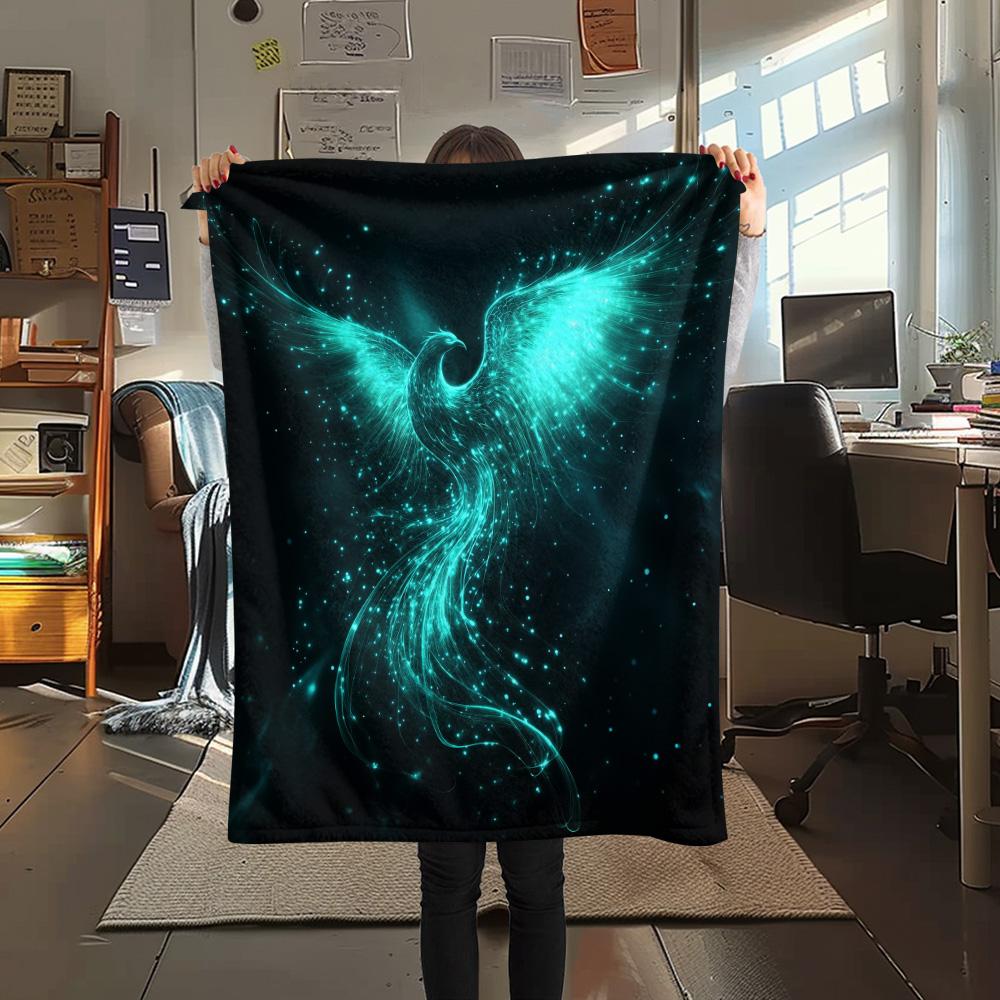 Sparkling Phoenix  Print Flannel Blanket, High quality Comfortable for All Seasons, Home Decor, Warmth and Comfort