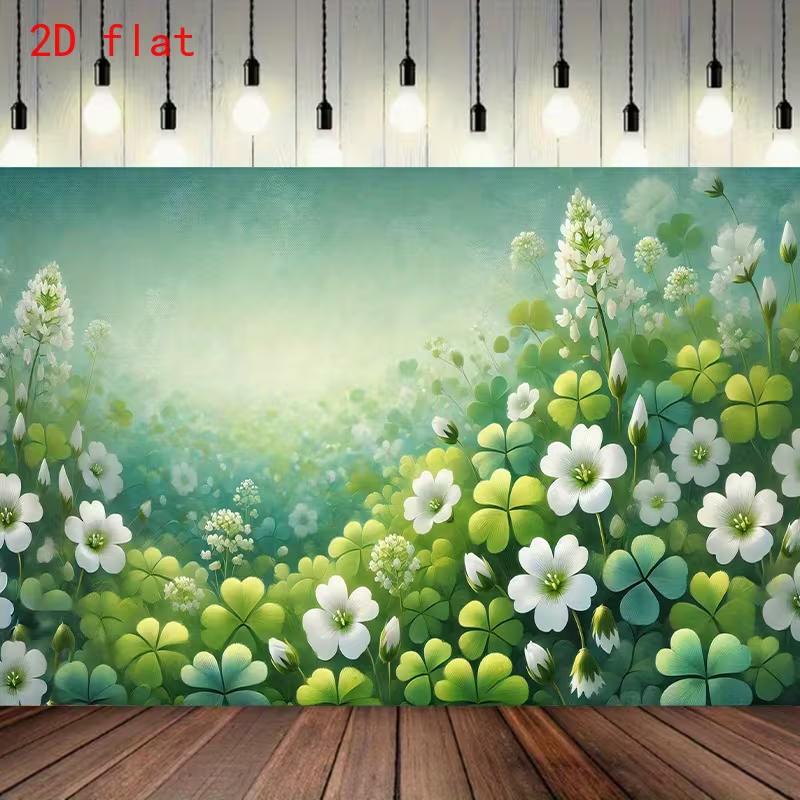 2D Soft Green Lucky Clover Nature Scenic Themed Backdrop