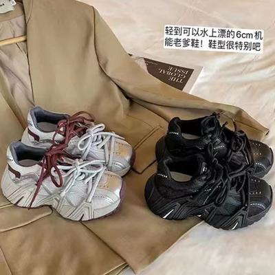 2025 Height Increase by 6cm ~ Autumn and Winter Retro Mandarin Duck with Thick Sole Lace-up Casual Sports Shoes Dad Shoes Women