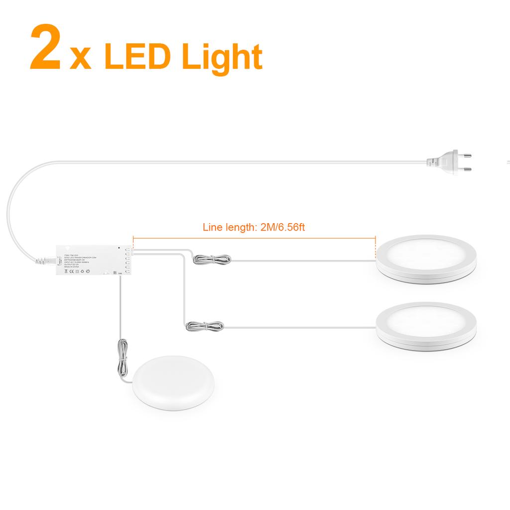 Super Thin LED Panel Light with Touch Dimmer,2-10Pcs Puck Lights 12V Kitchen Cabinet Wine Case Decor Lighting iling Lamp