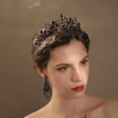 Accesorios de novia, diadema de temperamento de boda, corona de diamantes de imitación de aleación barroca, accesorios para el cabello para fotografía, corona de novia