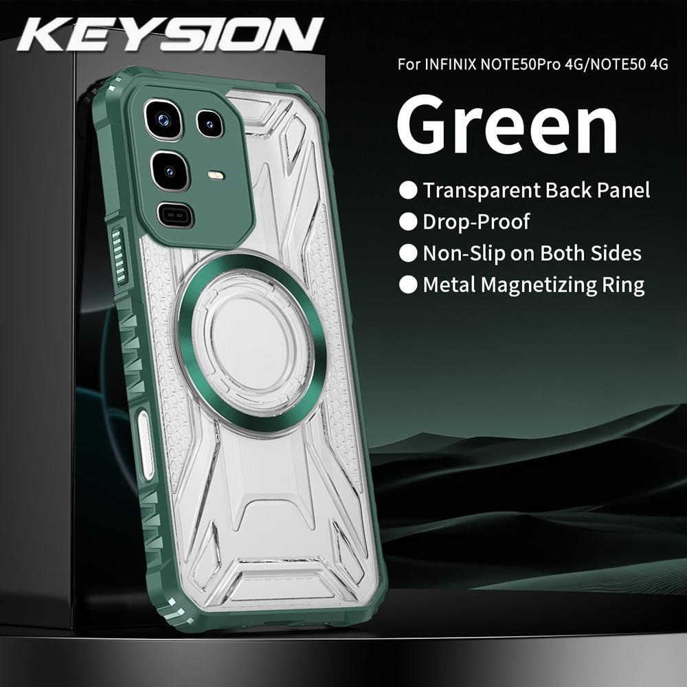 

KEYSION Прозрачный магнитный чехол для Infinix Note 50 Pro 4G Силикон+ПК Сверхпрочный противоударный чехол для телефона для Infinix Note50 4G for Infinix Note 50 Pro 4G зелёный