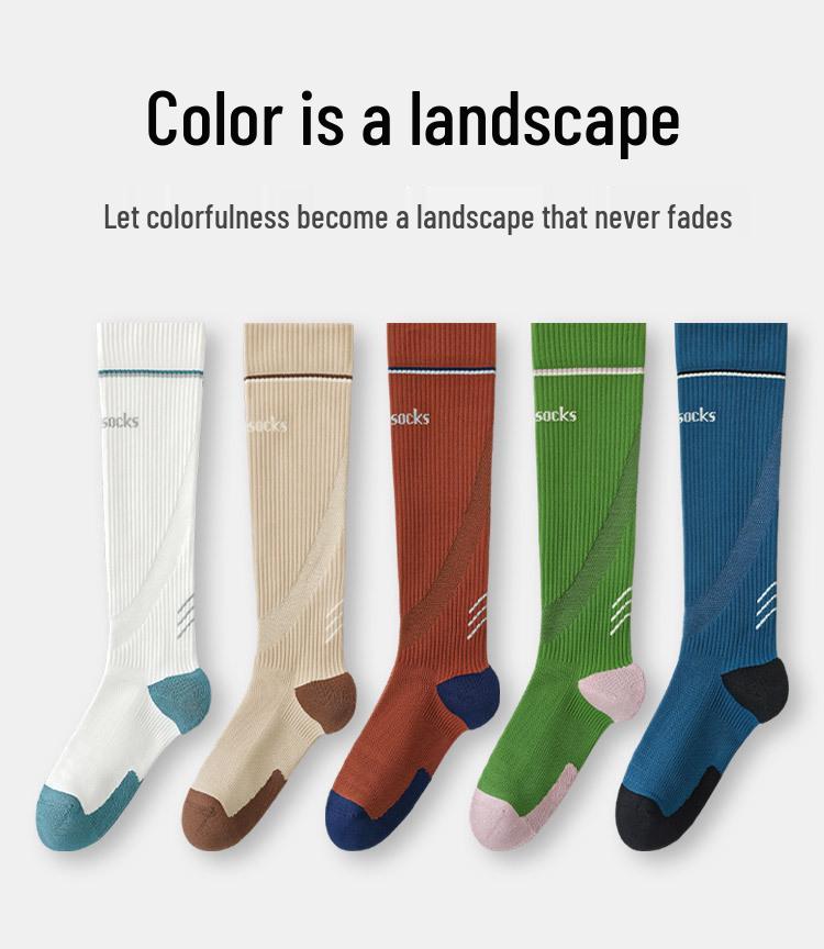 Women's Long Tube Shock-Absorbing Sports Socks for Yoga, Running, Cycling, and More