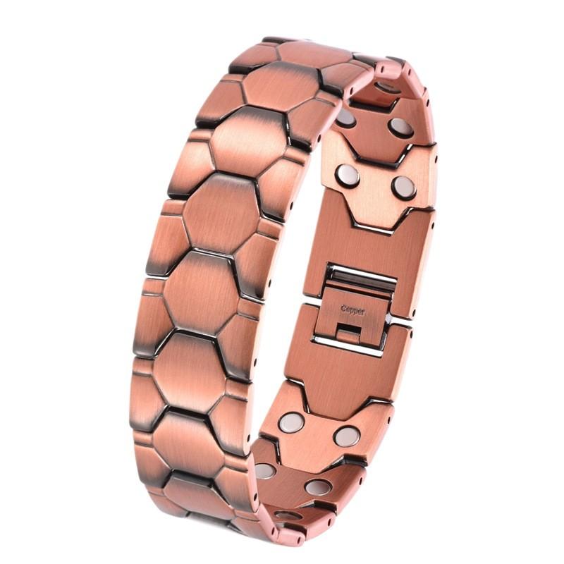 Adjustable Wide Titanium Steel Copper Magnetic Bracelet Men Women Vintage Style Geometric Fashion Accessory