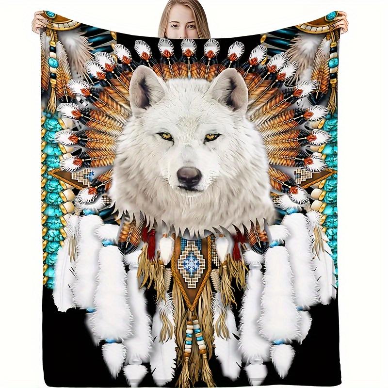 

1pc Wolf Print Throw Blanket, Soft & Warm Blanket For Living Room & Bedroom, Home Decor50x60 70x100cm28x39in