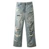 Męskie spodnie jeansowe Fashion Hi Street Ripped Oversize Hip Hop Denim Spodnie Luźny krój w trudnej sytuacji Dna