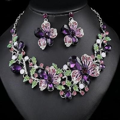 Fancy Kundan Gemstones Choker Bridal Wedding Fashion Necklace Chain and Earrings Jewellery Set for Women, Traditional Jewelry for Girls