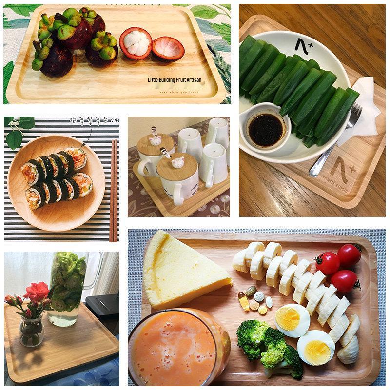 Japanese-Style Solid Wood Rectangular Tea and Cake Tray