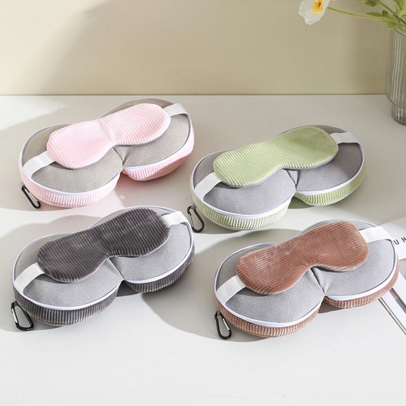 Eye Mask Soft 2 In 1 Eye Mask Pillow Foldable Multifunctional Travel Pillow Light-Blocking With Storage Hook Neck Pillows Kids
