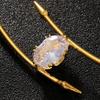 Minimalist Gold Color Teardrop Rhinestone Choker Necklace for Women Open Collar Alloy Torque Necklace Elegant Party Jewelry Gift