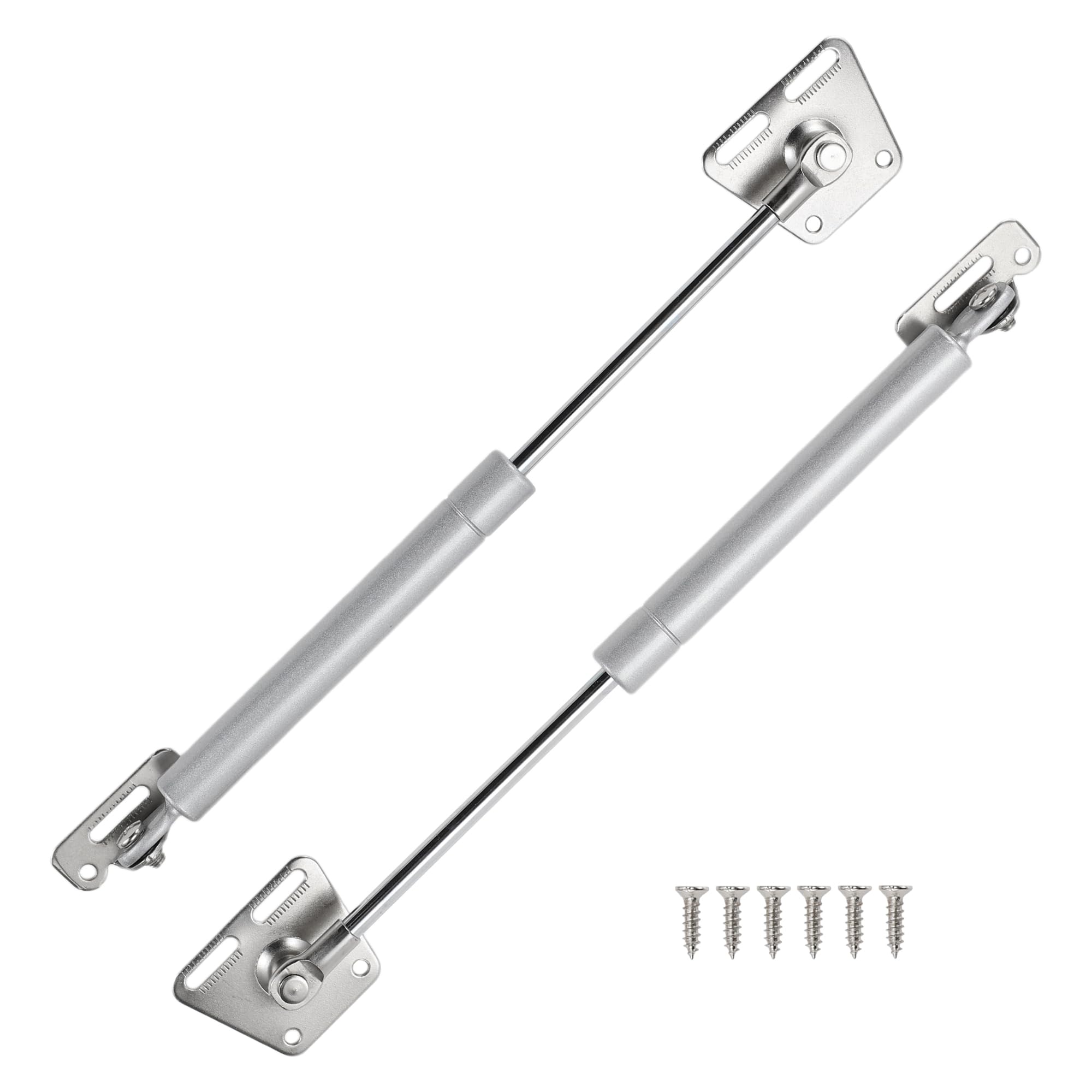 

Motoforti Universal Lift Support Strut Gas Springs, 10-inch/245mm, 18lb/80N/8kg, Carbon Steel, Silver Tone, Set of 2