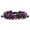Volcano Lava Tiger Eye Double Row Adjustable Bracelet