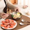 Stainless Steel Short Handle Ramen Bowl With Heat Resistant Wooden Grip For Safe Cooking And Easy Cleaning