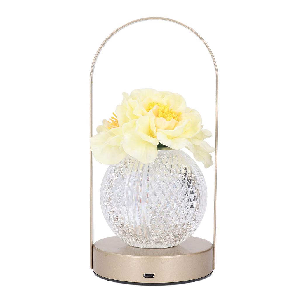 Lampe Fleur en Cristal LED Dimmable Fleur Artificielle Lumière Tactile Rechargeable Lumière Décorative pour Lit
