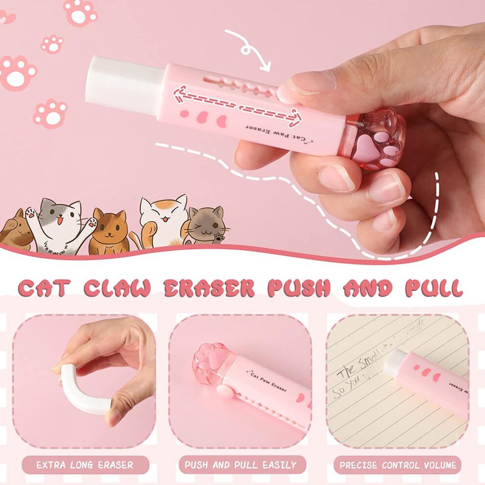 4 Pcs Cute Paw Pencil Sharpener and Paw Shaped Retractable Eraser Kawaii Pencil Sharpener School Supplies