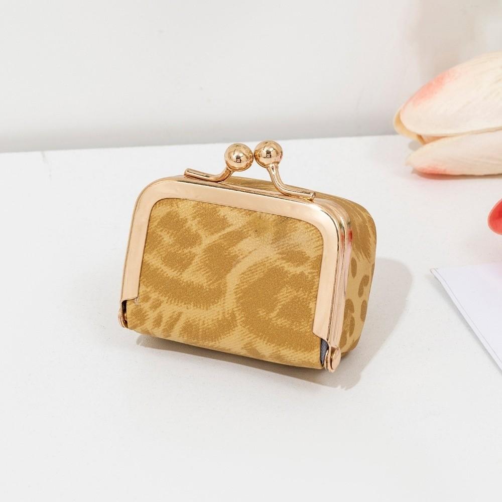 Square Kiss Lock Coin Purse PU Leather Small Item Bag Elegant Leather Jewelry Bag Ring